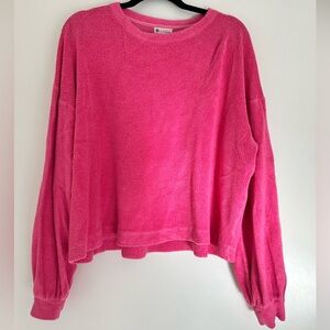 Sundry bright pink Sherpa fleece sweatshirt size 3 (large)